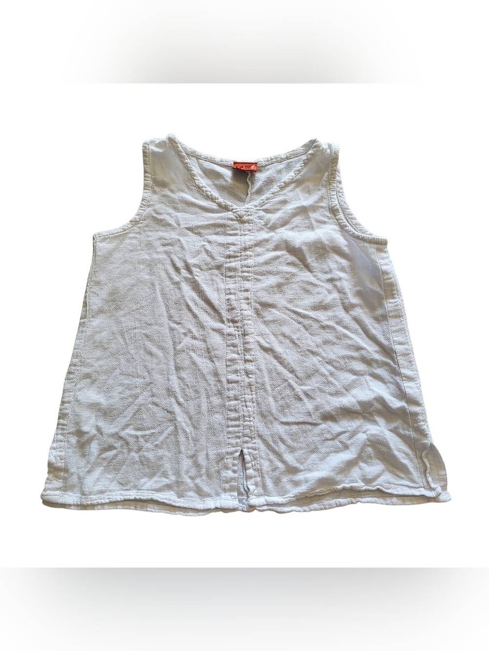 Oh My Gauze “Henri” White 100% Cotton Sleeveless Tank Top Size 1(M) Boxey